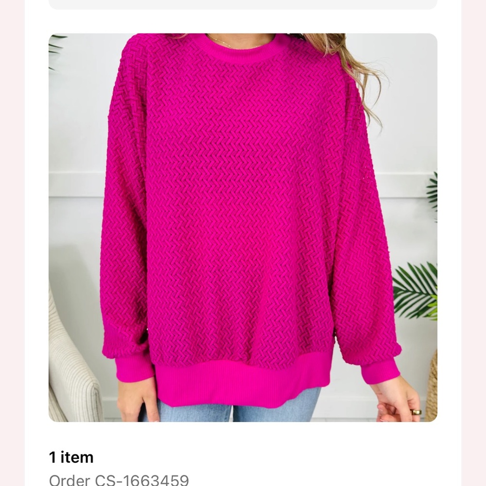 148 Like Love - Vibrant Pink Lightweight Crew Neck Sweater NWOT